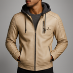 Marcus - Men's Quilted Leather Jacket with Removable Hood