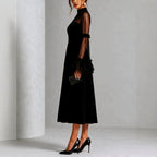 Marga - Women's High-Neck Long-Sleeve Evening Dress with Bell Cuffs 5