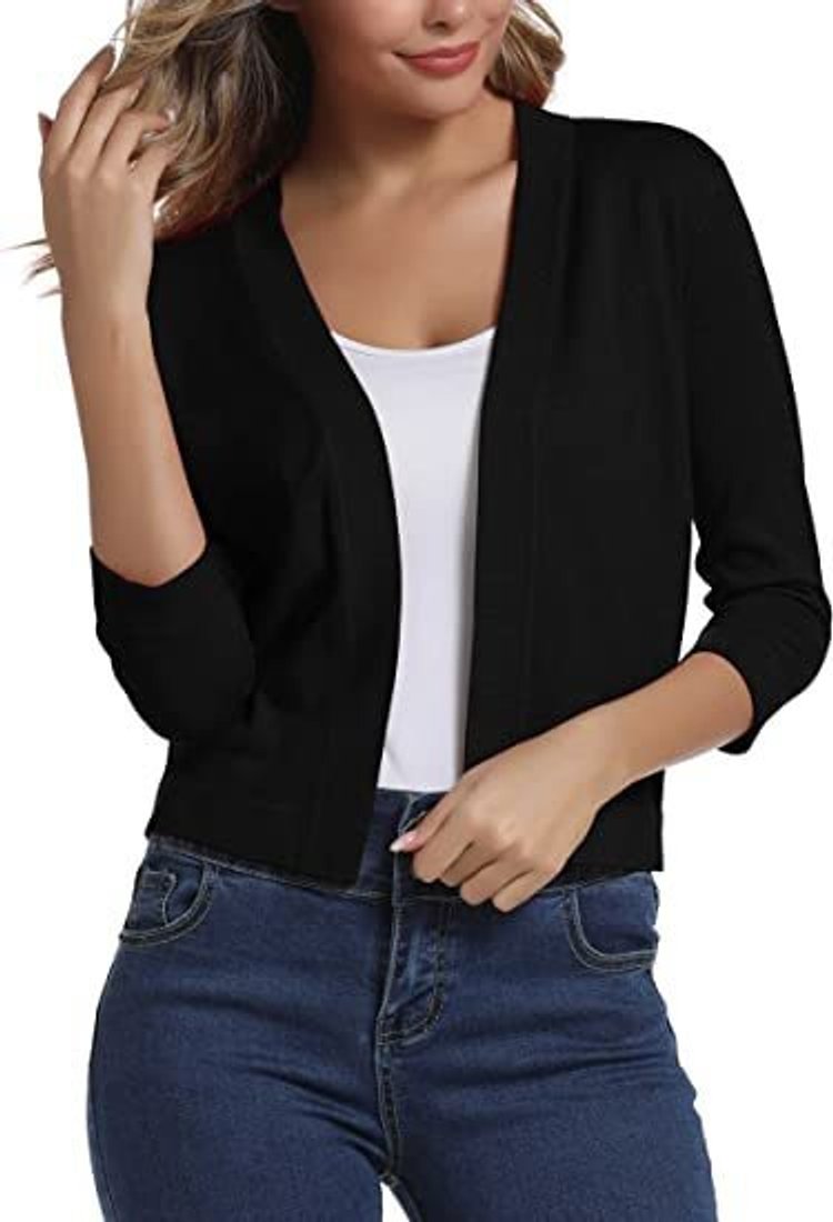 Margot - Women's Open-Front Sleeve Cropped Cardigan