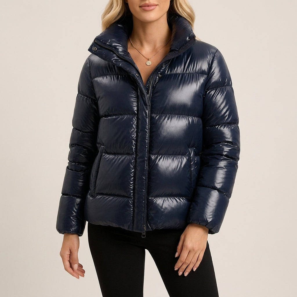 Margot - Women's Quilted Puffer Jacket with High-Gloss Finish