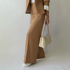 Marguerite - Women's Collarless Blazer & Pleated Straight Leg Trouser Set