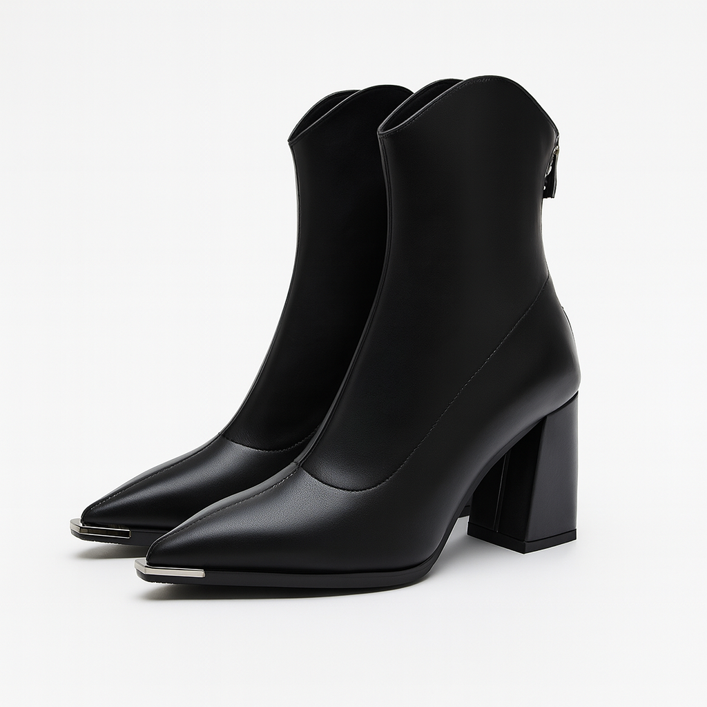 Marguerite - Women's Pointed-Toe Block Heel Ankle Boots