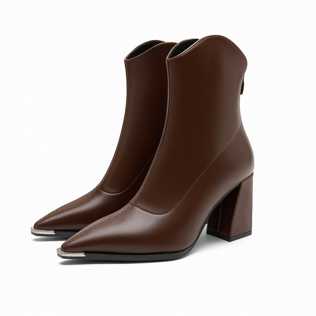 Marguerite - Women's Pointed-Toe Block Heel Ankle Boots