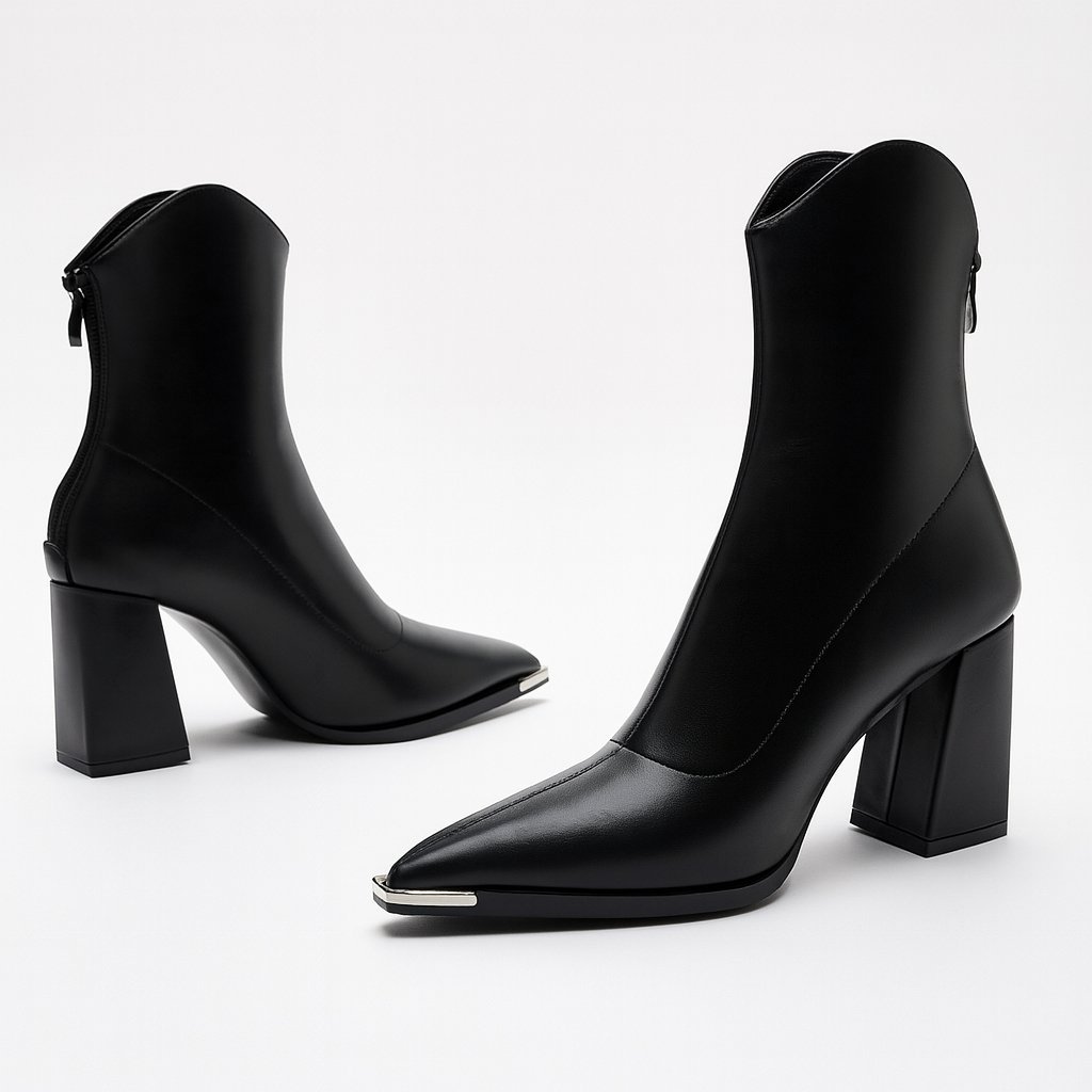 Marguerite - Women's Pointed-Toe Block Heel Ankle Boots