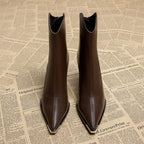 Marguerite - Women's Pointed-Toe Block Heel Ankle Boots