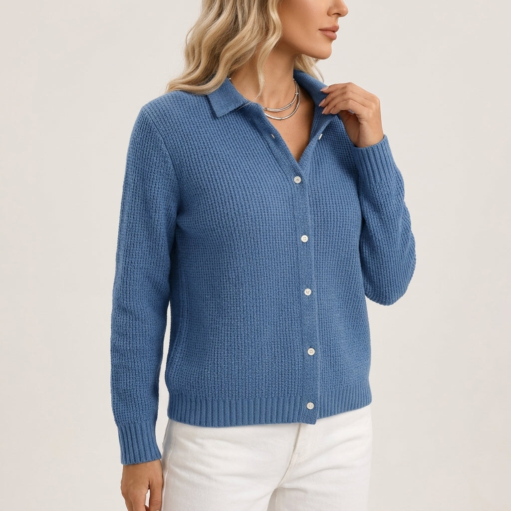 Marguerite - Women's Ribbed Button-Front Cardigan
