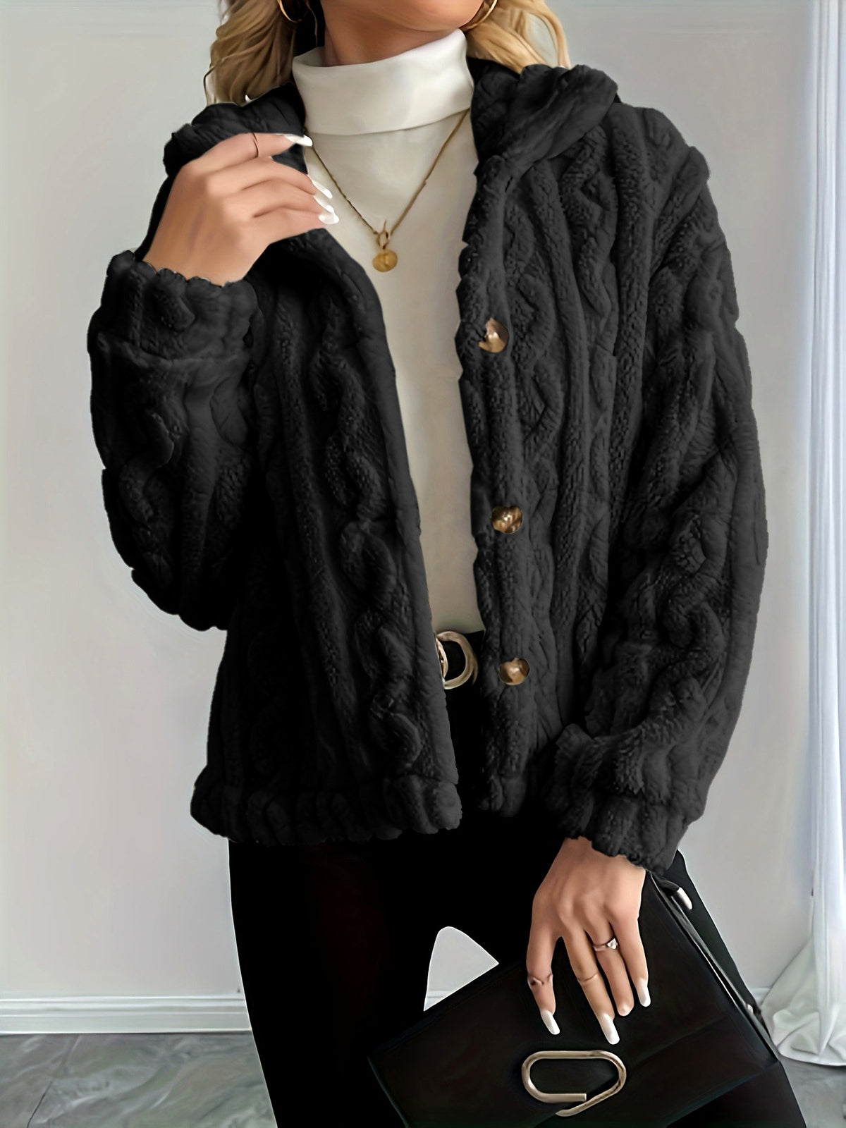Marguerite - Women's Cropped Knit Sherpa Jacket 3