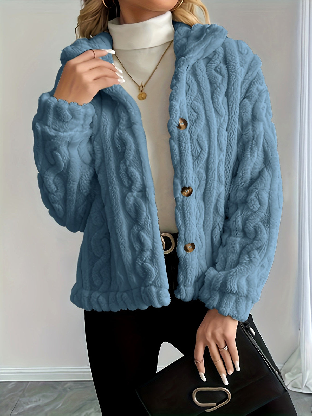 Marguerite - Women's Cropped Knit Sherpa Jacket 6