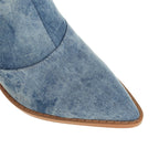 Mariana - Women's Denim Knee-High Boots with Stacked Heel