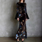 Marielle - Women’s Floral Velvet Flared Maxi Dress 1