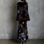 Marielle - Women’s Floral Velvet Flared Maxi Dress 5