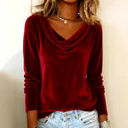 Marissa – Women's Velvet Cowl Neck Long Sleeve Top 2