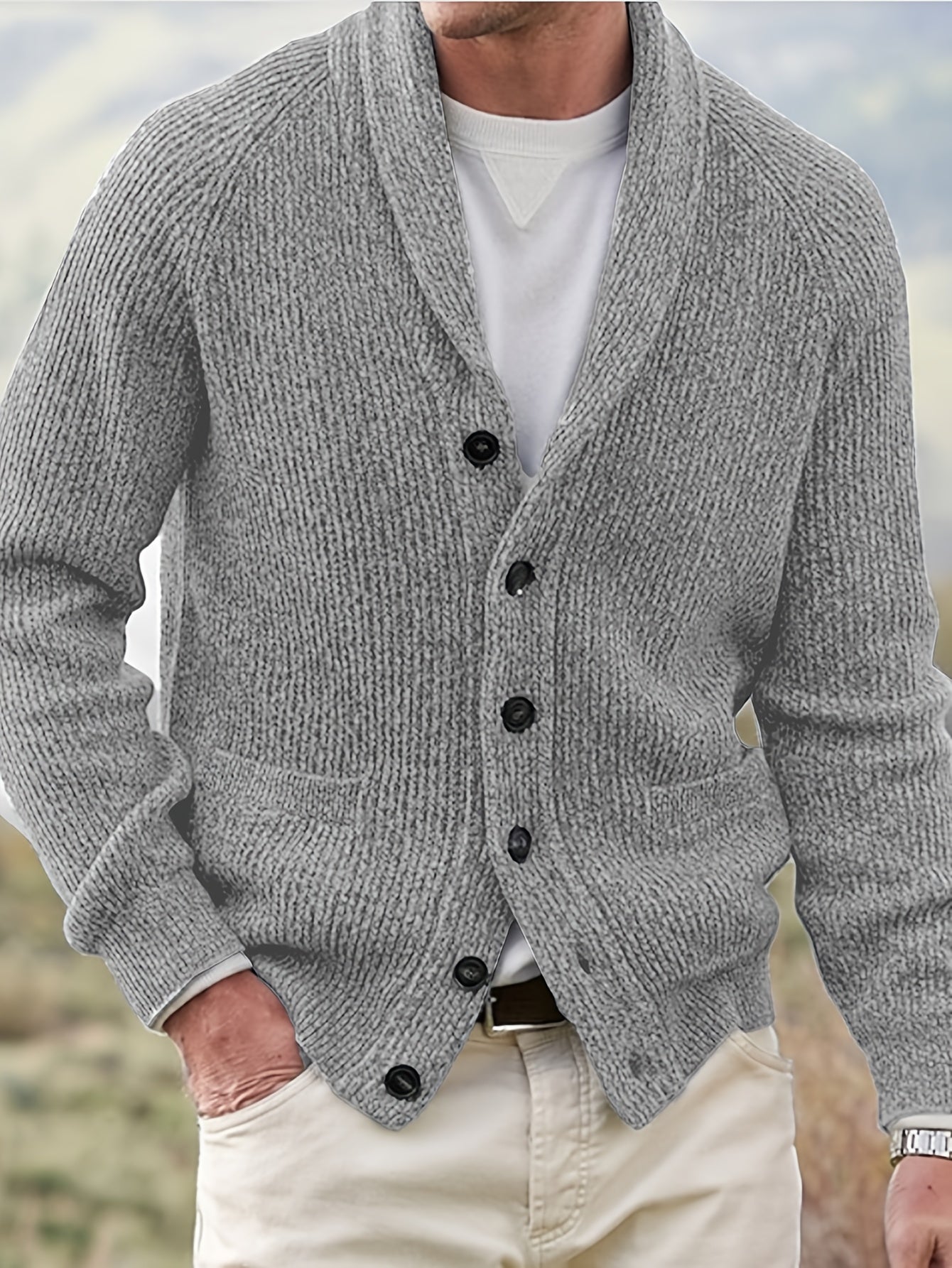 Mark - Men's Button-Front Ribbed Knit Cardigan