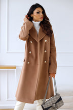 Marlena - Women's Double-Breasted Longline Coat with Peak Lapels