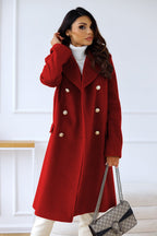 Marlena - Women's Double-Breasted Longline Coat with Peak Lapels