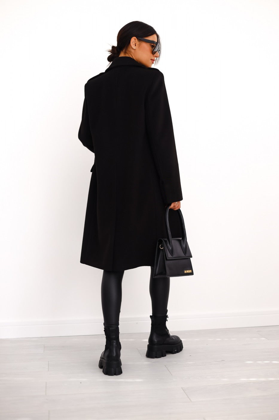 Marlena - Women's Double-Breasted Longline Coat with Peak Lapels