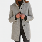 Marlene - Women's Button-Front Stand Collar Coat