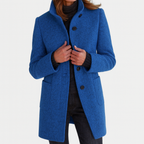 Marlene - Women's Button-Front Stand Collar Coat