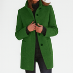 Marlene - Women's Button-Front Stand Collar Coat