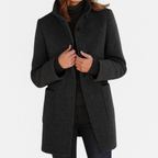 Marlene - Women's Button-Front Stand Collar Coat
