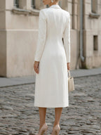 Marlene - Women's Notched Lapel Long Blazer with Strapless Tube Midi Dress Set
