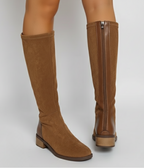 Marlene - Women's Suede Knee-High Boots with Block Heel