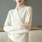 Marlene - Women's Wrap V-Neck Knit Top