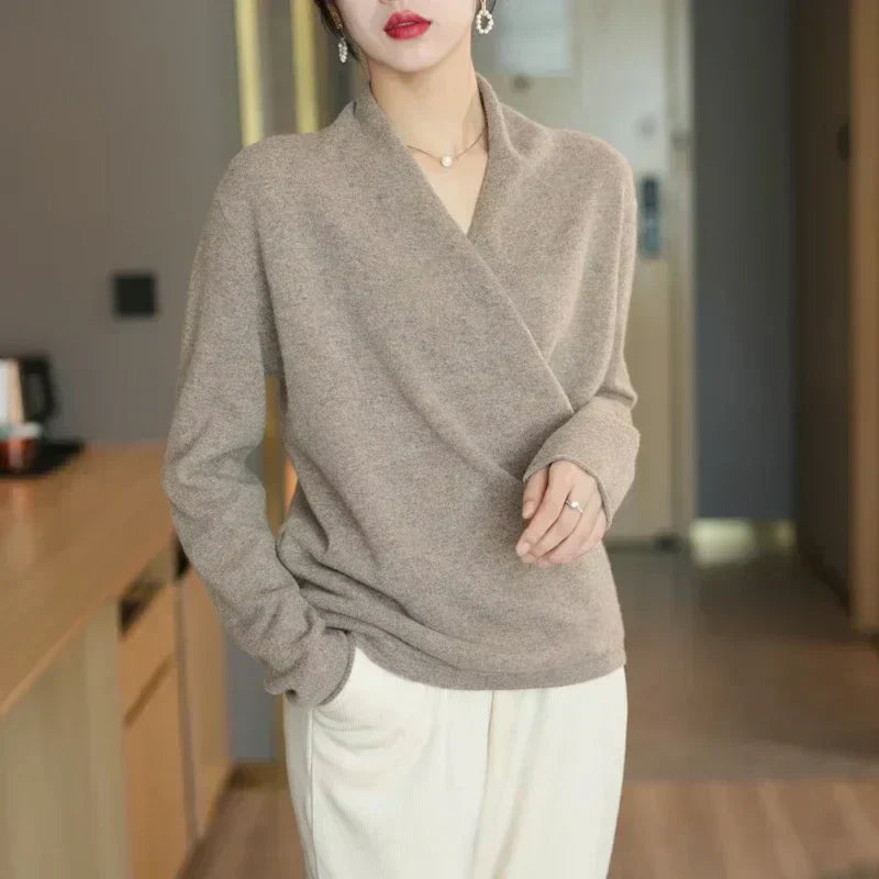 Marlene - Women's Wrap V-Neck Knit Top