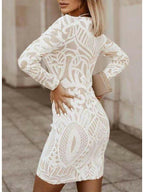 Marlette - Women's V-Neck Lace Bodycon Dress
