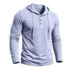 Mathew - Men's Drawstring Cotton-Linen Button-Placket Hooded Sweater 5