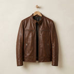 Matthew - Men's Zip-Front Leather Biker Jacket