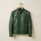 Matthew - Men's Zip-Front Leather Biker Jacket
