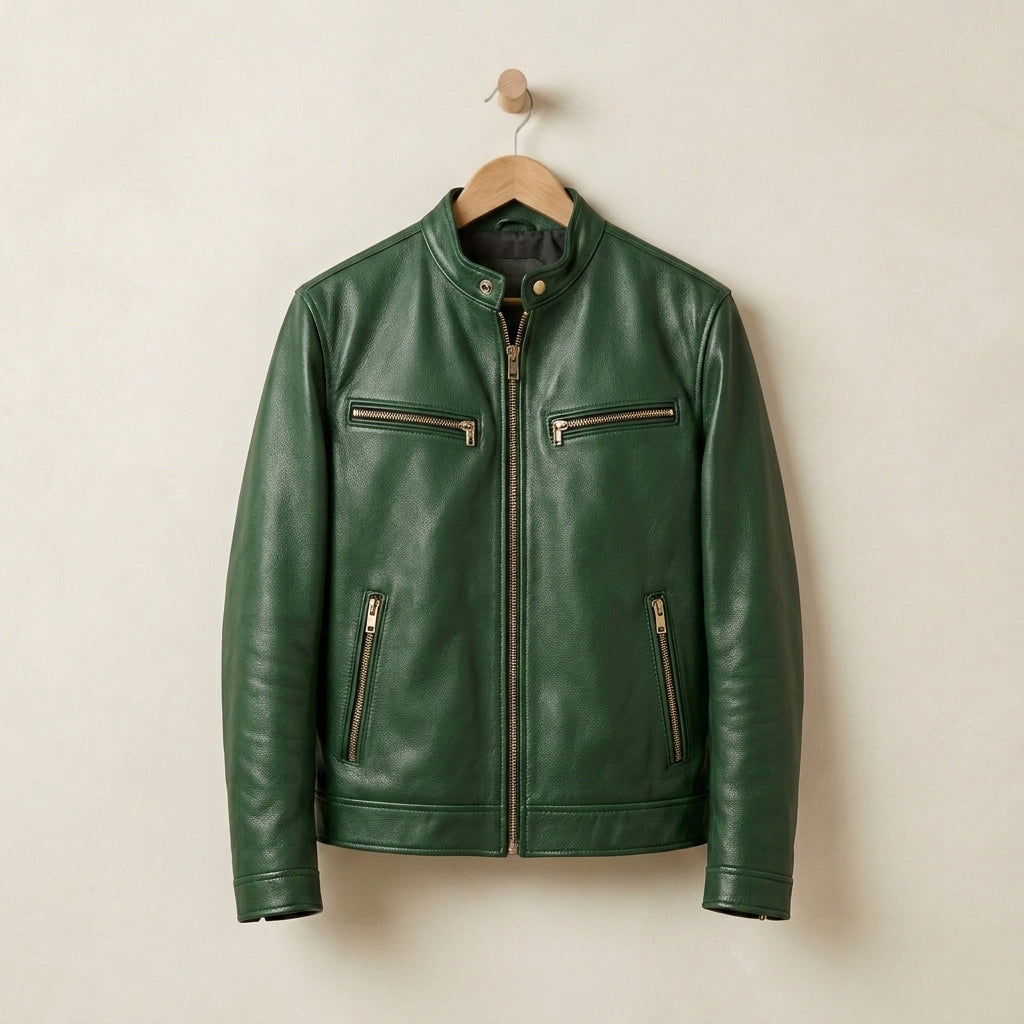 Matthew - Men's Zip-Front Leather Biker Jacket