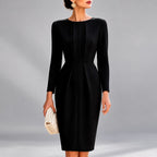 Maude - Women's Long Sleeve Fitted Evening Dress 2