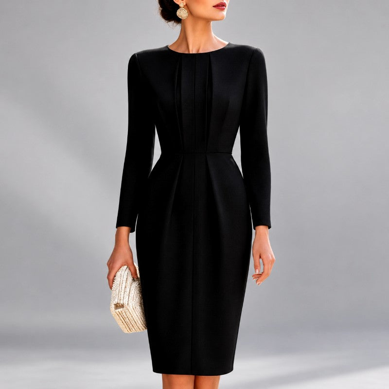 Maude - Women's Long Sleeve Fitted Evening Dress 2