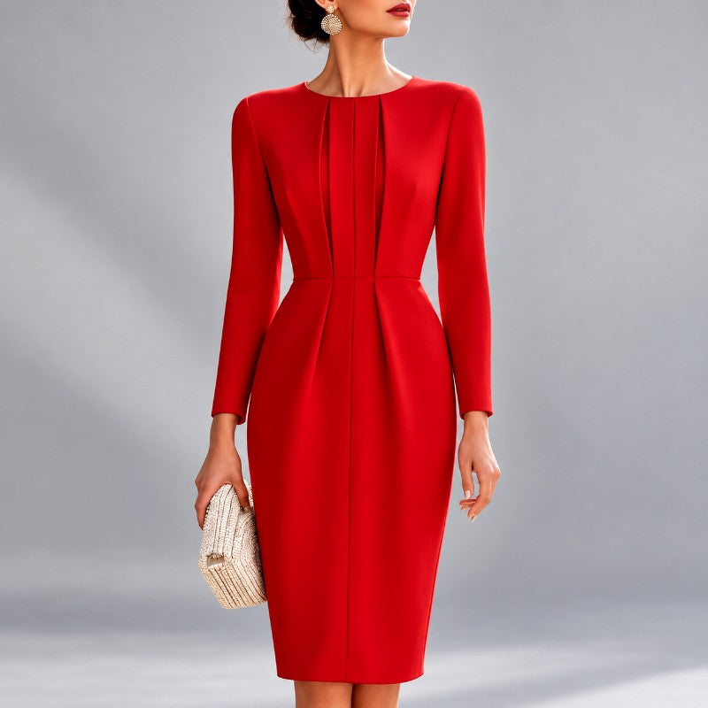 Maude - Women's Long Sleeve Fitted Evening Dress 3