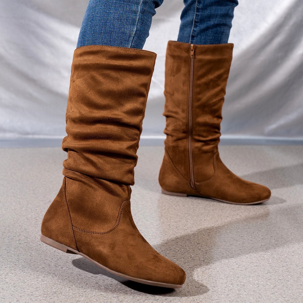 Medina - Women's Ruched Knee-High Boots 2