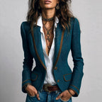 Megan - Women's Herringbone Slim Fit Button Blazer 1