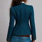Megan - Women's Herringbone Slim Fit Button Blazer 3