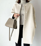 Melissa - Women's Collarless Long Coat 4