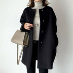 Melissa - Women's Collarless Long Coat 5