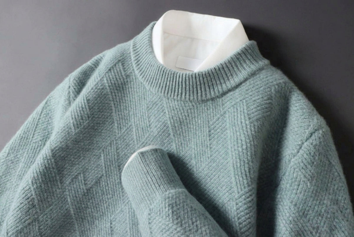 Michael - Men's Diamond-Textured Cashmere Crewneck Sweater