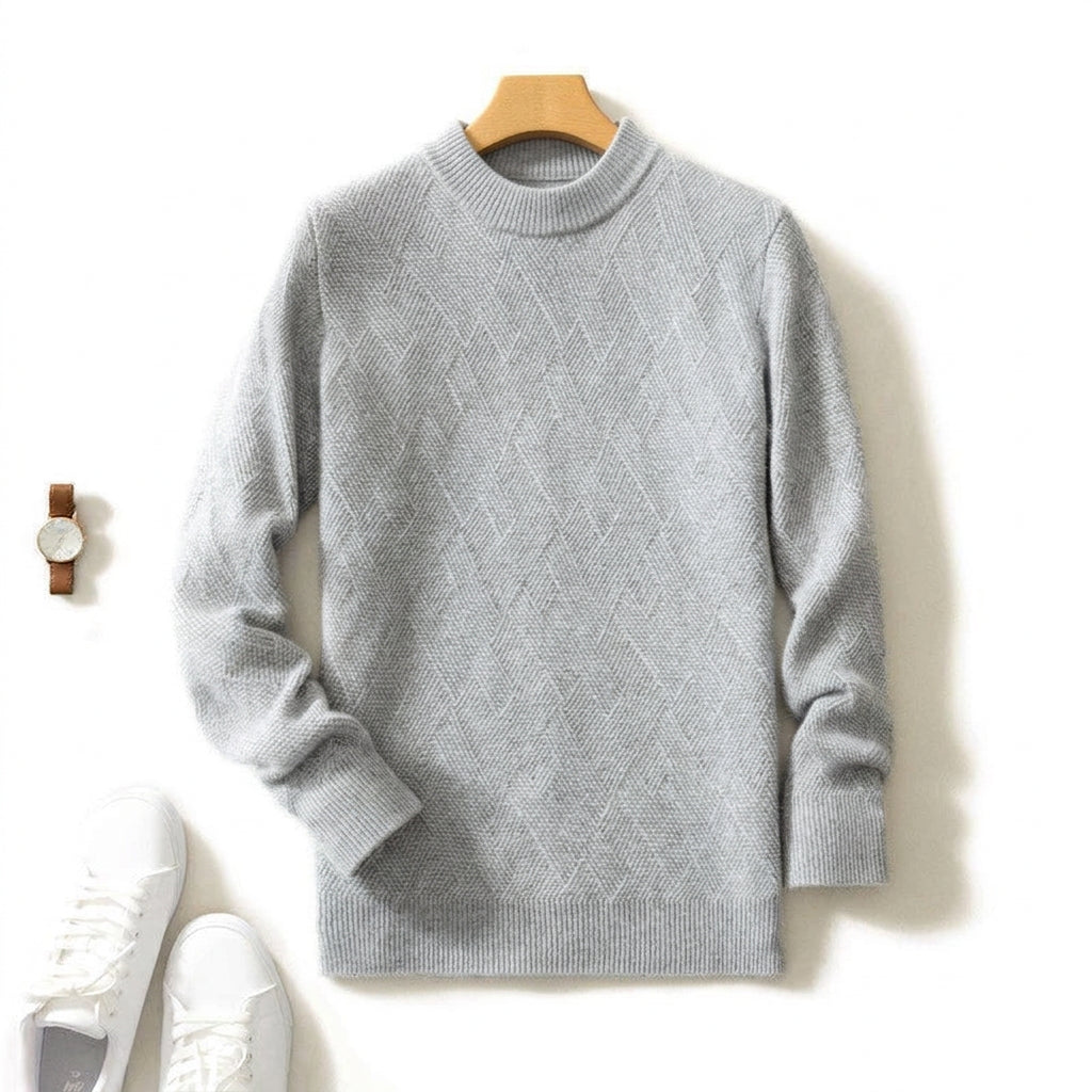 Michael - Men's Diamond-Textured Cashmere Crewneck Sweater