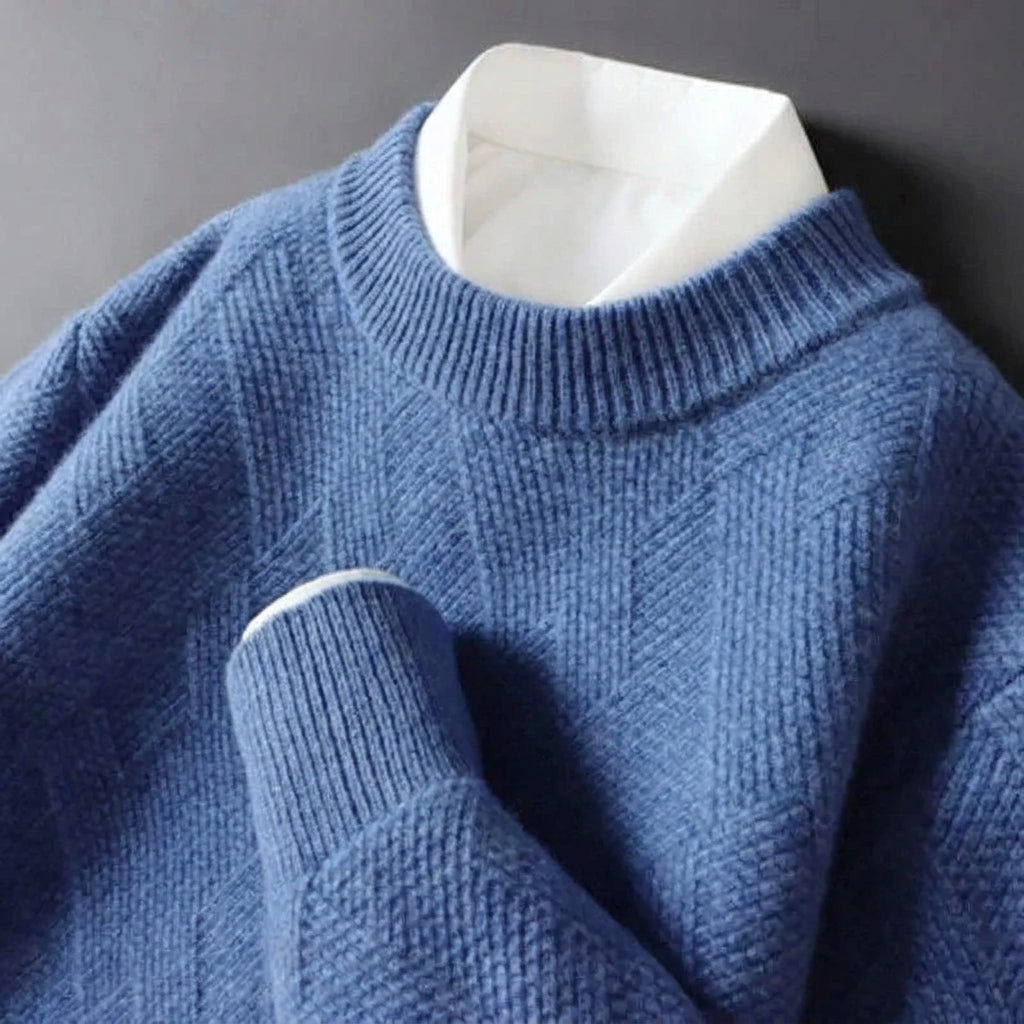 Michael - Men's Diamond-Textured Cashmere Crewneck Sweater