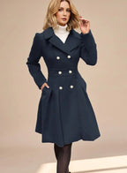 Millie - Women's Double-Breasted Pleated Coat