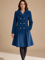 Millie - Women's Double-Breasted Pleated Coat