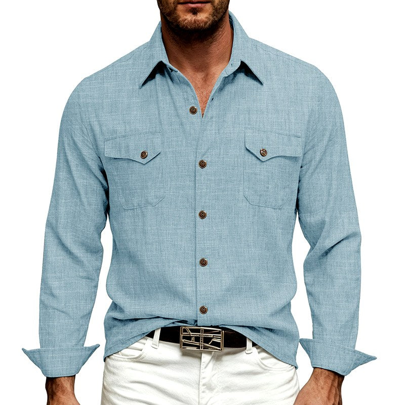 Mitchell - Men's Dual-Pocket Long Sleeve Cotton Oxford Shirt 3