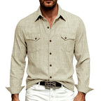Mitchell - Men's Dual-Pocket Long Sleeve Cotton Oxford Shirt 4