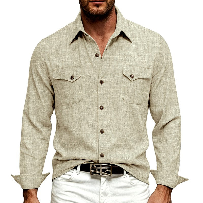 Mitchell - Men's Dual-Pocket Long Sleeve Cotton Oxford Shirt 4