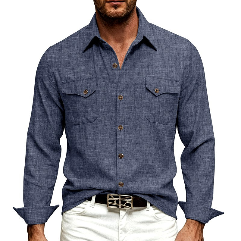 Mitchell - Men's Dual-Pocket Long Sleeve Cotton Oxford Shirt 5